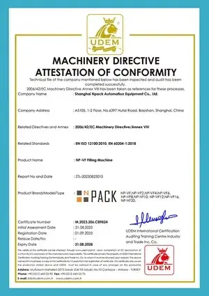 CE Certificate-Filling Equipment